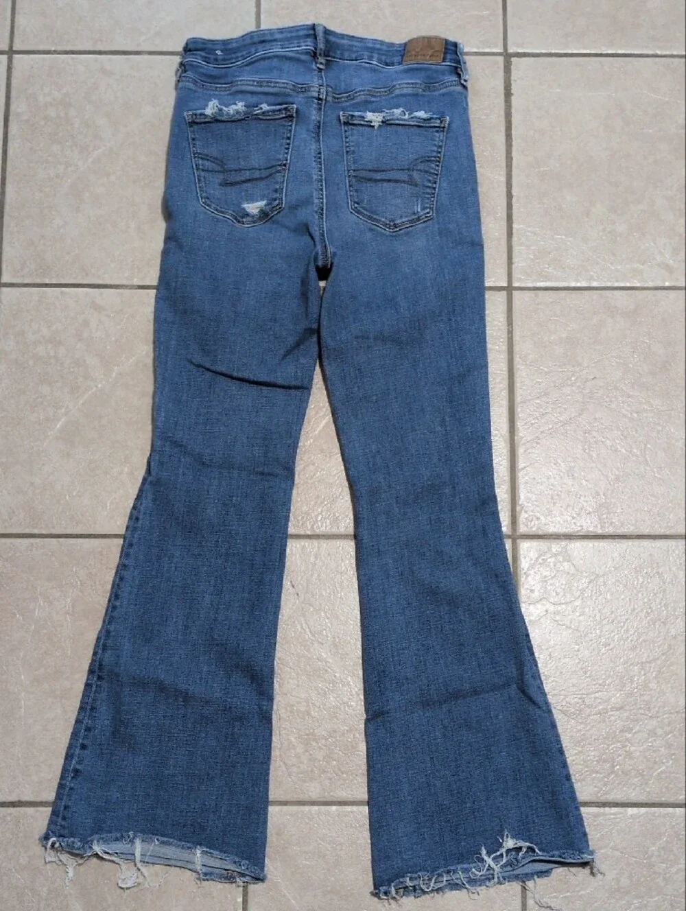 American Eagle Outfitters Blue Distressed Flare Jeans 4
